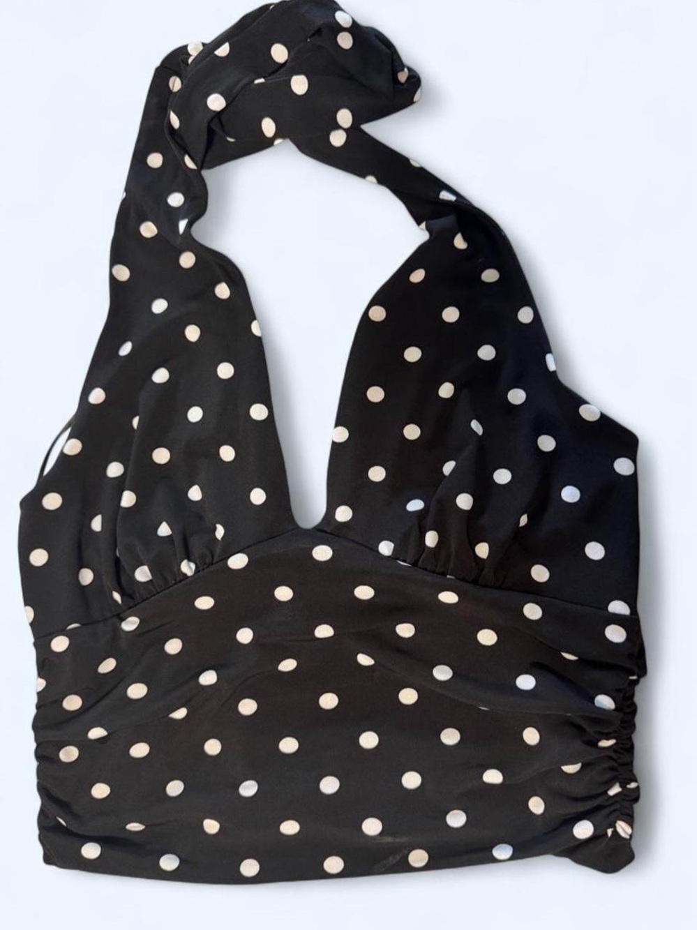 Moa Moa Black Polka Dot Halter Crop Top